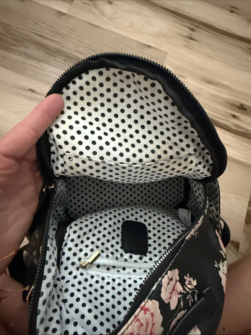 Black Floral Mini Backpack - Women's Lightweight Floral Bag
